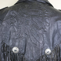 Giacca chiodo frange in pelle vintage - M/L-