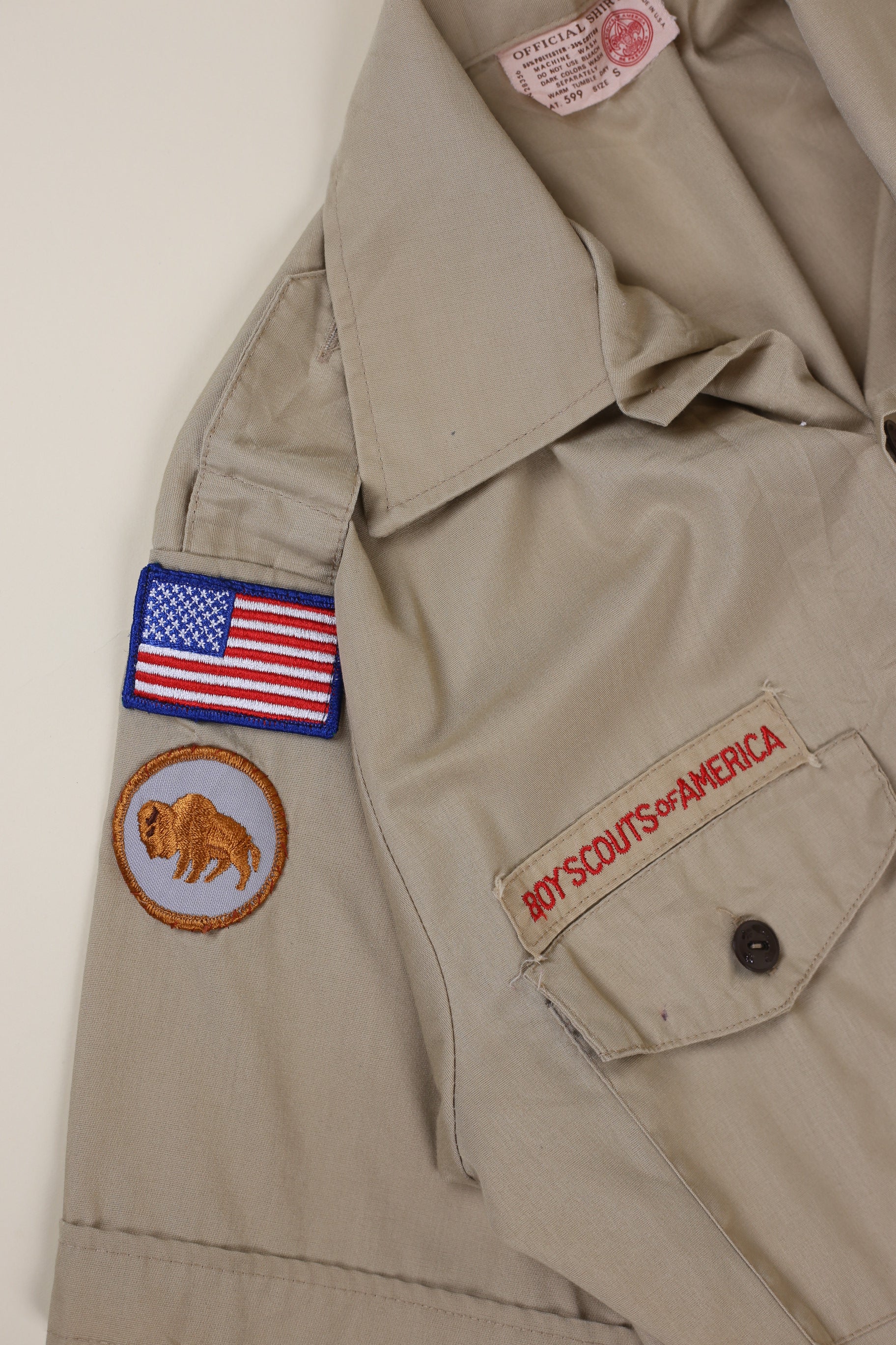 Chemise Boy Scouts Of America - Jeune Taille L - Marron Avec écussons