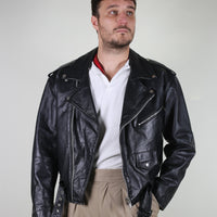Giacca chiodo in pelle vintage - L -