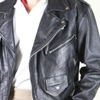 Giacca chiodo in pelle vintage - L -