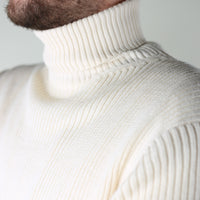 Maglione collo alto ecrù submariner di cotone - NUOVI DEADSTOCK -