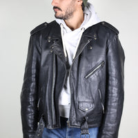 Giacca chiodo in pelle vintage - XL -