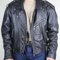 Giacca chiodo in pelle vintage - L -