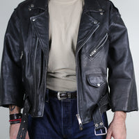 Giacca chiodo in pelle vintage - L -