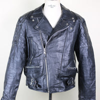 Giacca chiodo in pelle vintage AKASO - L -