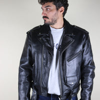 Giacca chiodo in pelle vintage - XL -