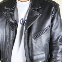 Giacca chiodo in pelle vintage - XL -