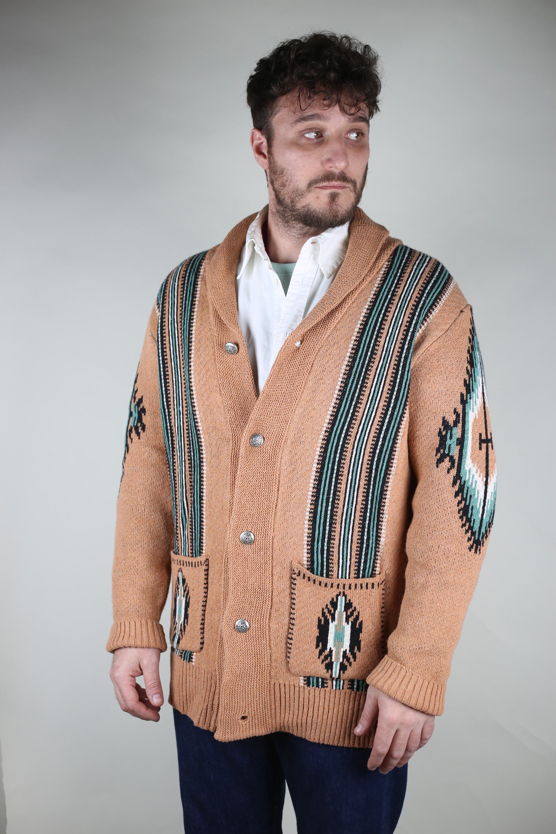 Native American Indian Style Cardigan Sweater NAVAJO CARDIGAN