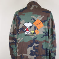 US ARMY Bdu Camouflage Jacket with Snoopy Embroidery - XL -