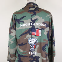 BDU WOODLAND Us ARMY jacket with Snoopy Moon Landing embroidery - L -