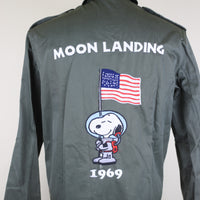 Snoopy Moon Landing Embroidery Army Shirt - L -