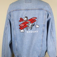 SNOOPY EMBROIDERED DENIM JACKET - L -