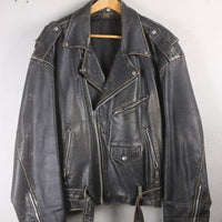 Giacca chiodo di pelle vintage - XXL -