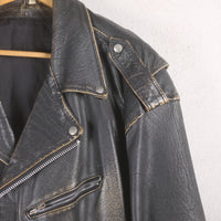 Giacca chiodo di pelle vintage - XXL -