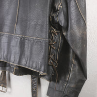 Giacca chiodo di pelle vintage - XXL -