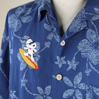 Camicia Hawaiana con ricamo - L - blu