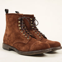 Lace-up leather ankle boot