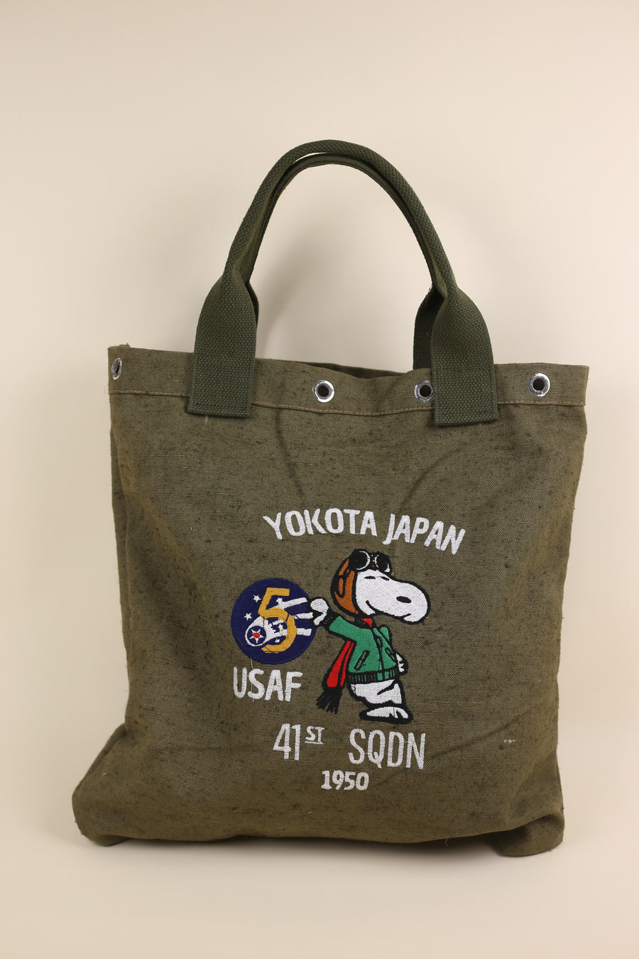 army tote bag with embroidery