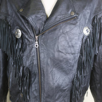 Giacca chiodo frange   in pelle vintage  - M/L-