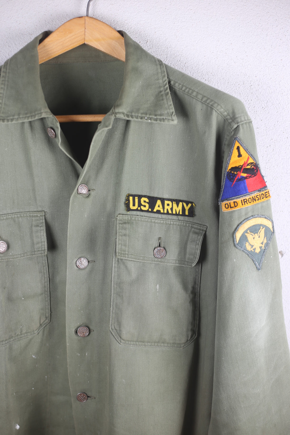 HBT SHIRT OG 107 US ARMY 13 STARS 1950s - L -
