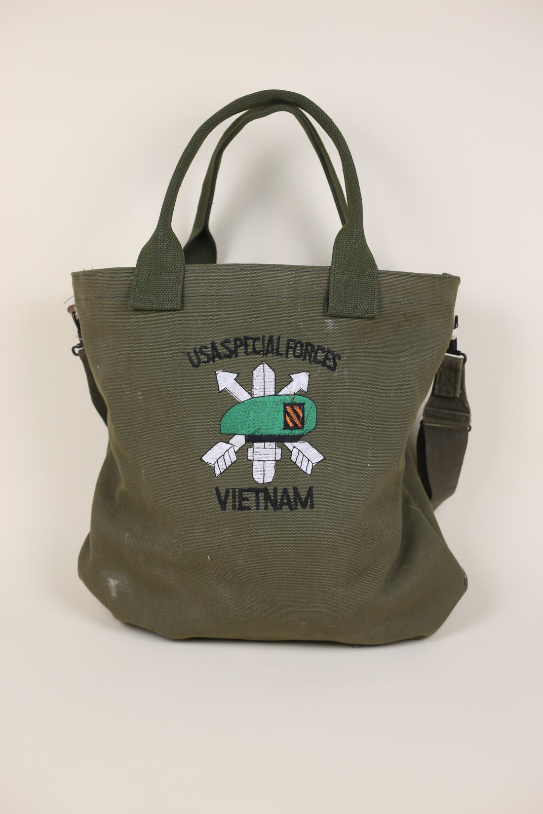 army tote bag with embroidery