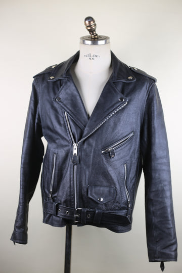 Giacca chiodo  in pelle vintage  - M -