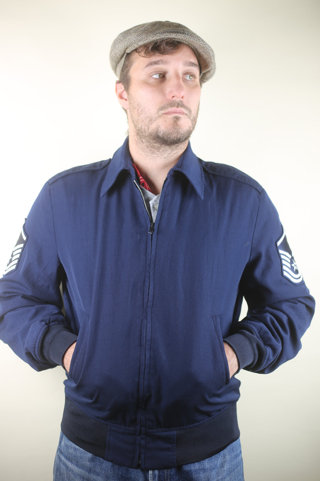 AIR FORCE BOMBER JACKET WITH EMBROIDERY - L -
