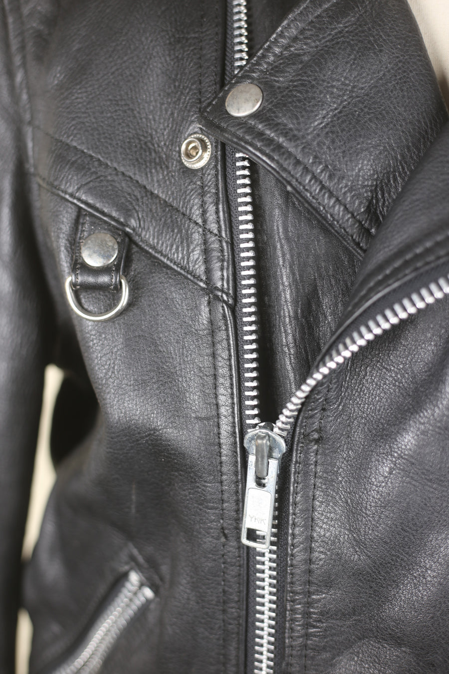 Giacca chiodo  in pelle vintage  - L -