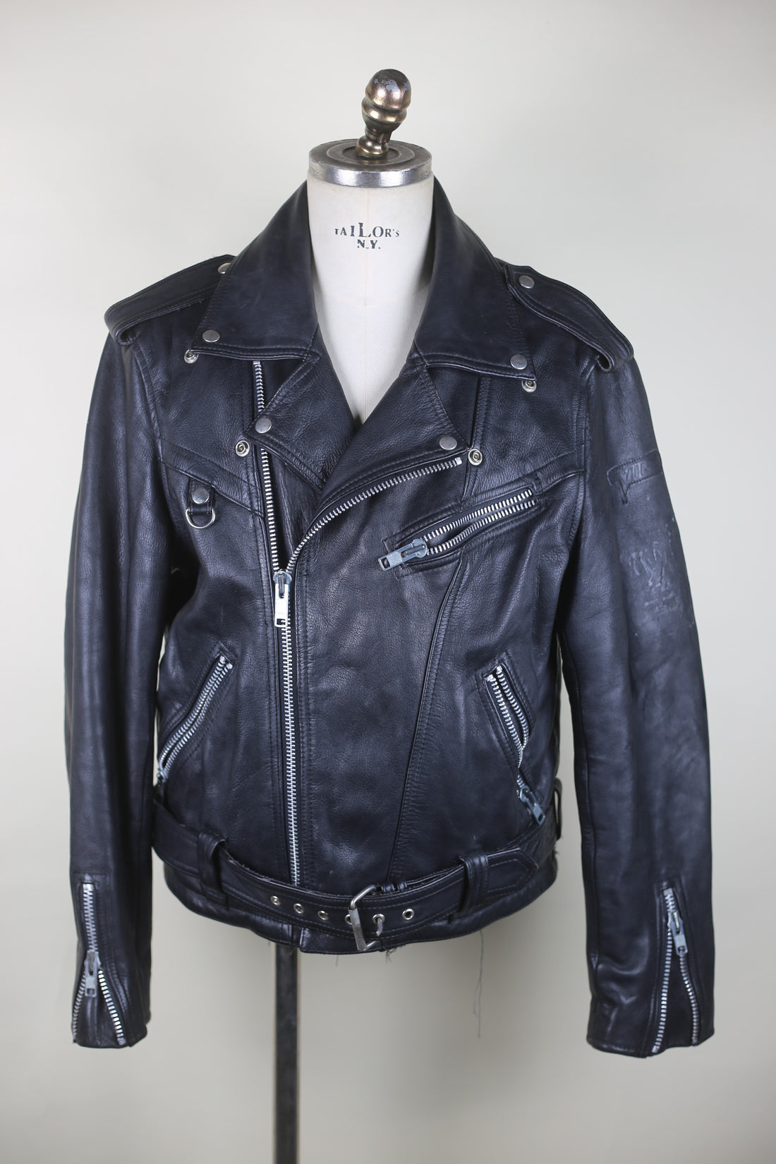 Giacca chiodo  in pelle vintage  - L -