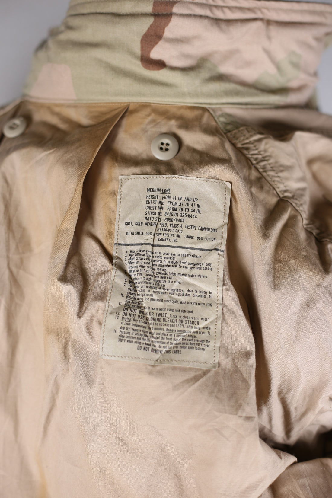 Field Jacket M-65 US ARMY DESERT - L - ( MEDIUM LONG )