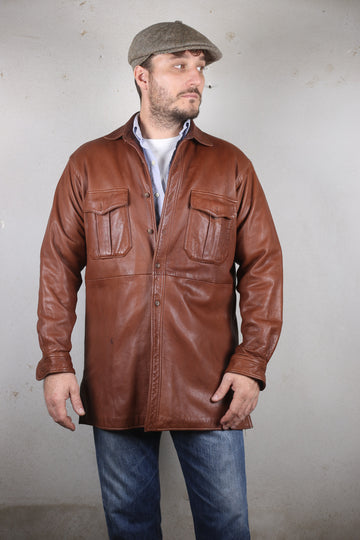 RL LEATHER OVERSHIRT - M/L -