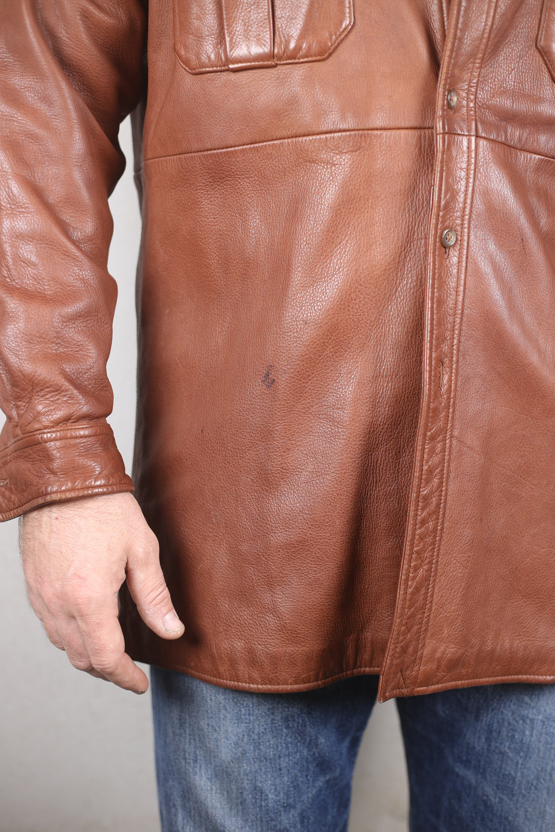RL LEATHER OVERSHIRT - M/L -