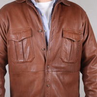 RL LEATHER OVERSHIRT - M/L -