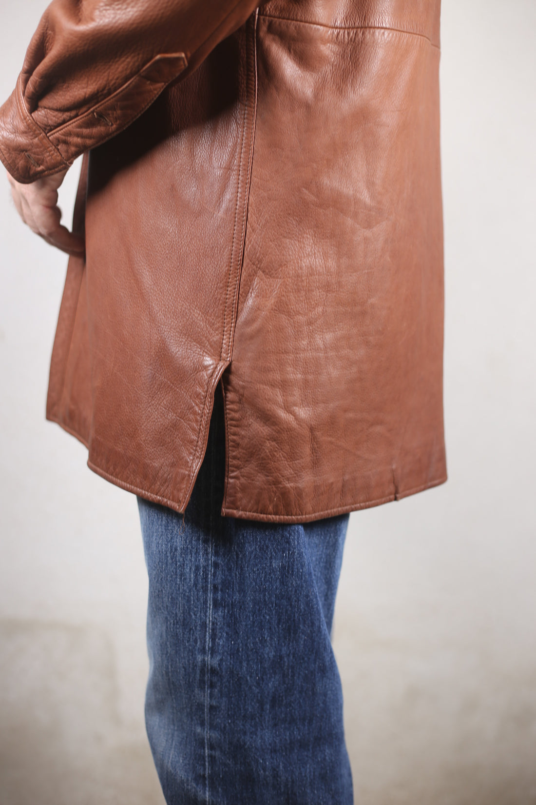 RL LEATHER OVERSHIRT - M/L -
