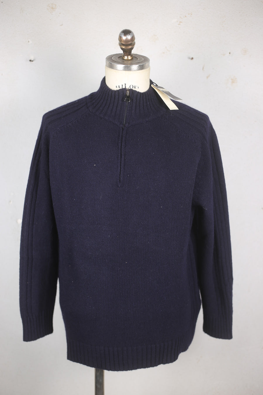 DEADSTOCK CASHMERE HALPH ZIP RAGLAN SWEATER - L -