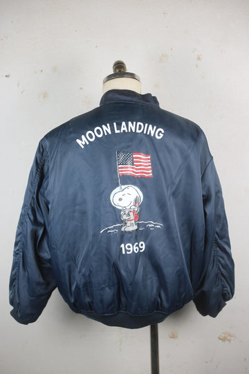 MA 1 BOMBER JACKET with snoopy moon landing print - M -