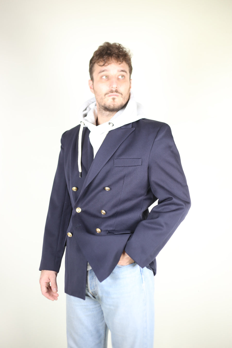 Navy double-breasted jacket