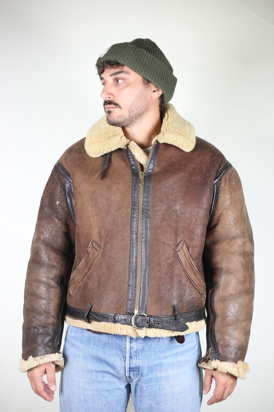 Brown Schott Nyc Air Giacca Uomo Bomber Giacca Pelle Schott