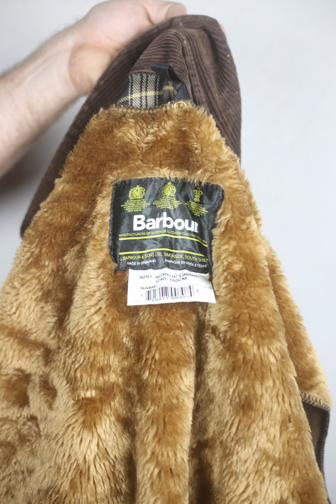 Barbour BEDALE COMPLETO DI IMBOTTITURA E SPILLA    - C40 L -