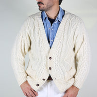 Aran jumper cardigan made in Scotland vintage - XL -