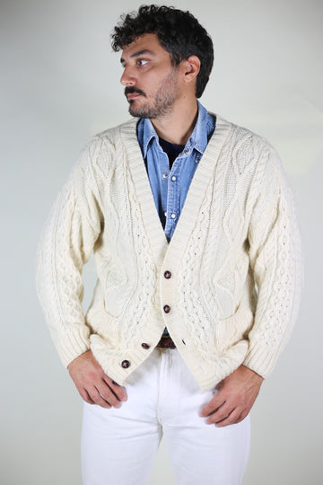 Aran jumper cardigan made in Scotland vintage - XL -