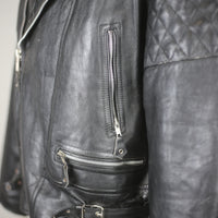 Giacca chiodo  in pelle vintage AKASO  -  L  -