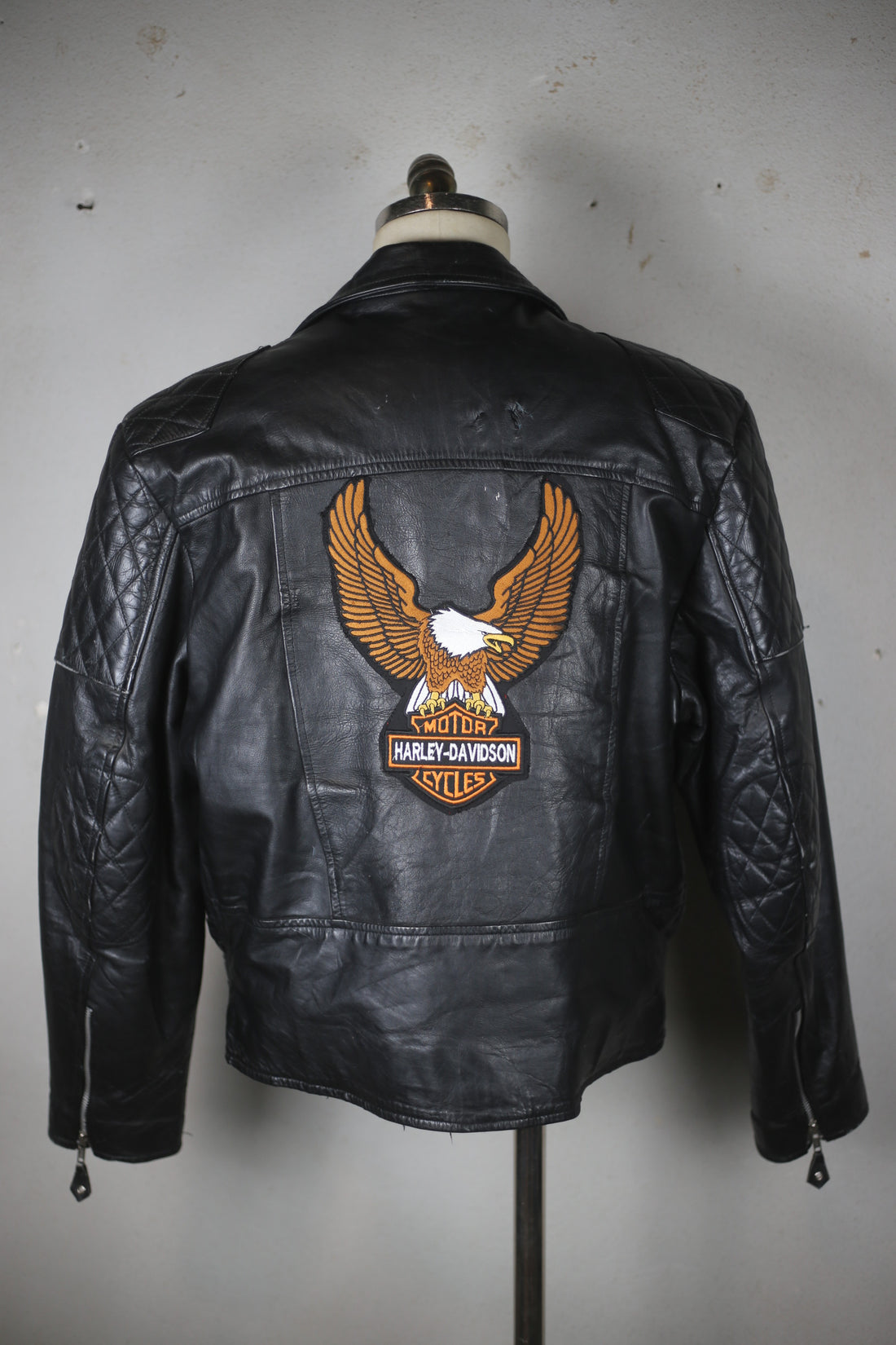 Giacca chiodo  in pelle vintage AKASO  -  L  -