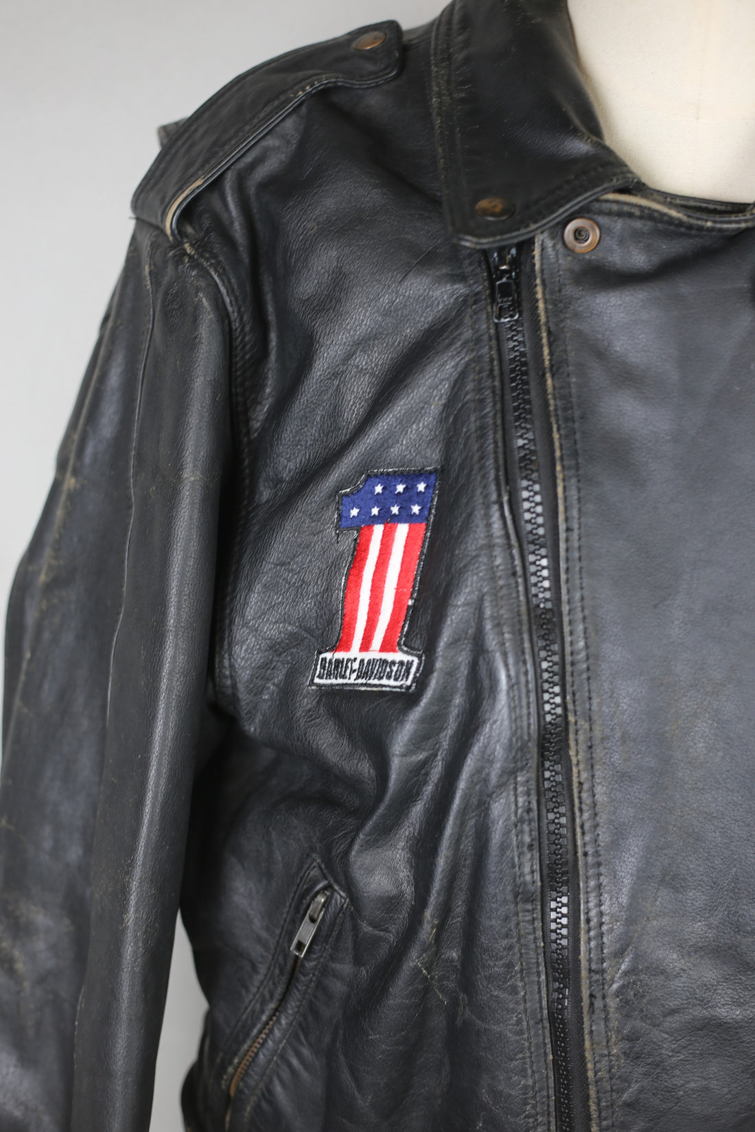 Giacca chiodo  in pelle vintage  - L -