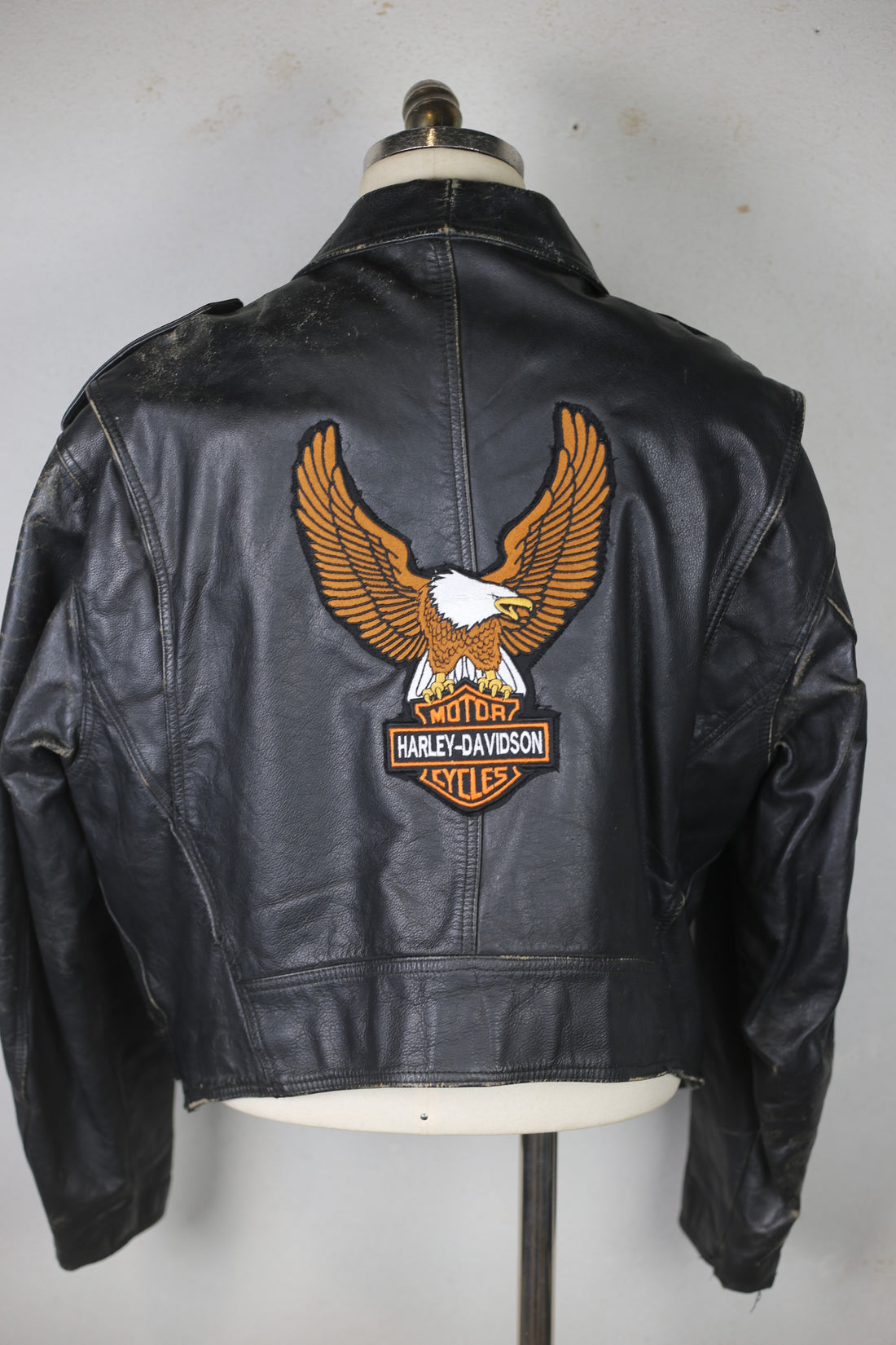 Giacca chiodo  in pelle vintage  - L -