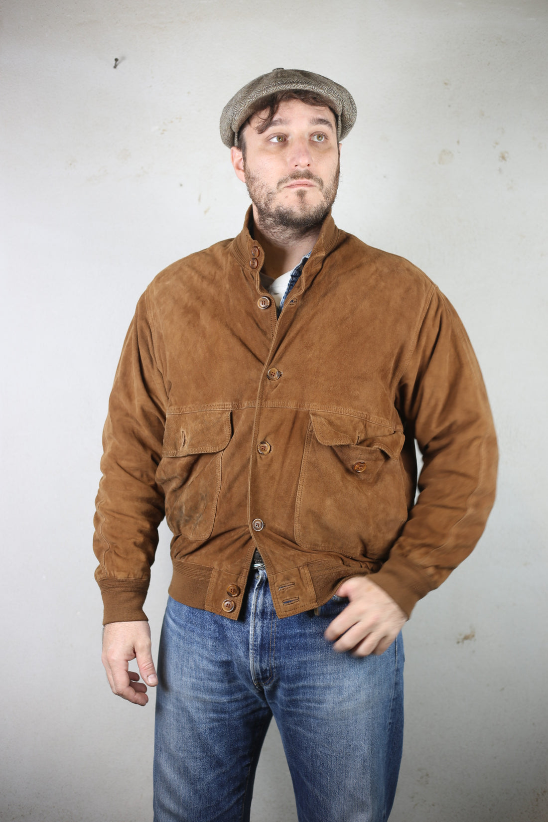 Real leather reindeer jacket -L -