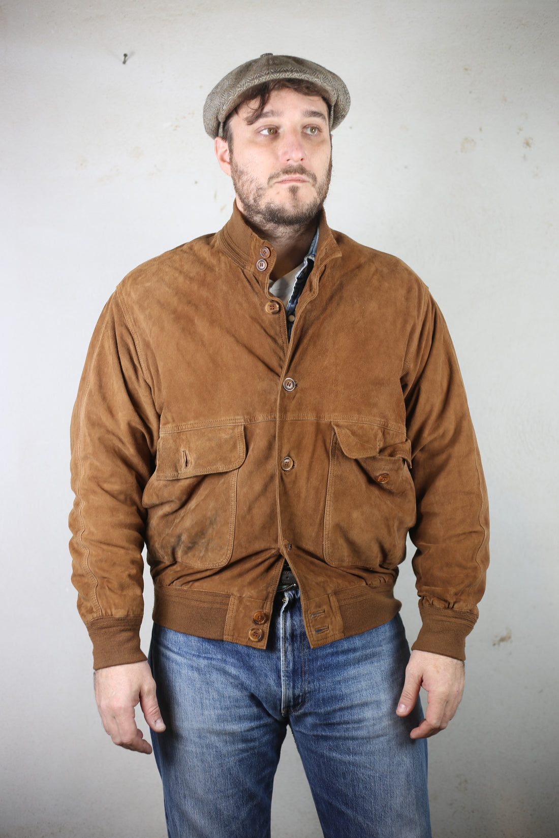 Real leather reindeer jacket -L -