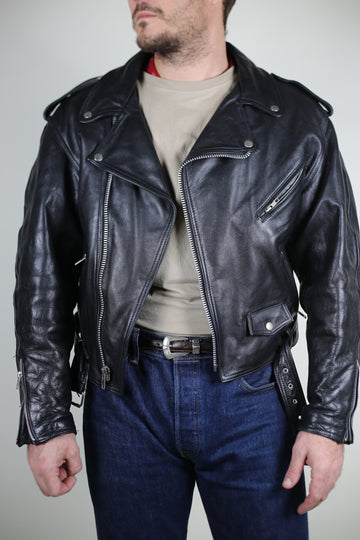 Vintage leather biker jacket - M -