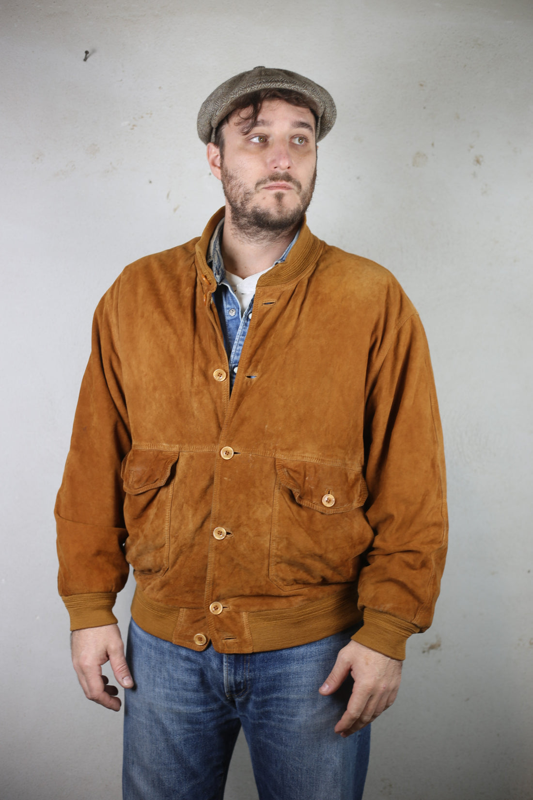 Real leather reindeer jacket - L -