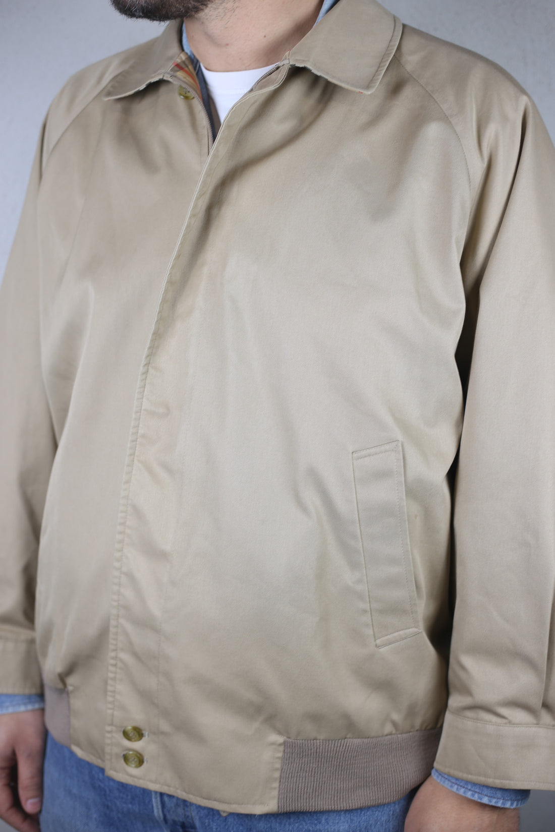 VINTAGE CHECK COTTON HARRINGTON BLOUSON JACKET BURBERRY  -   XL-